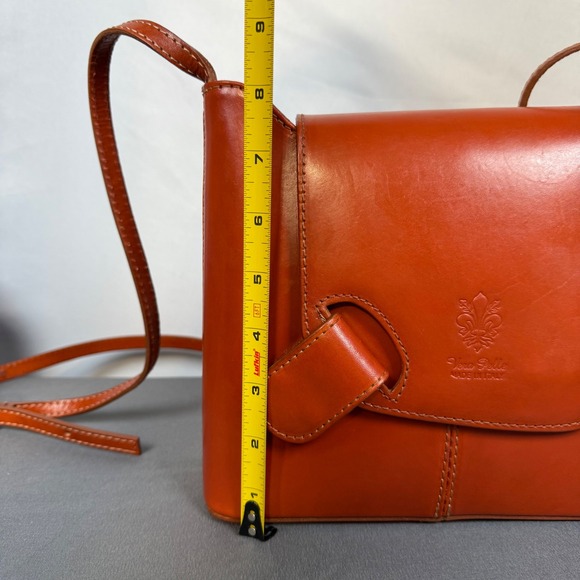 Italian Vera‎ Pelle Brown Leather Crossbody Bag Purse Magnetic Flap Closure - Picture 11 of 15